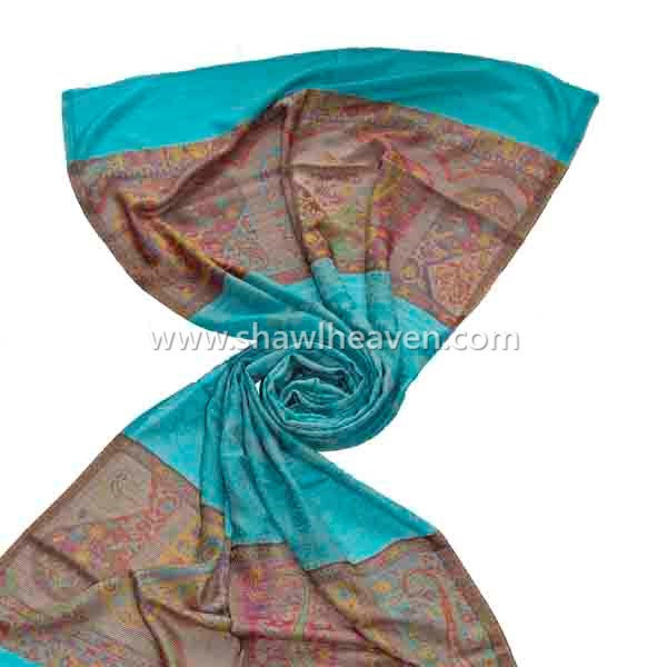 Cyan fine wool pashmina shawl/scarf